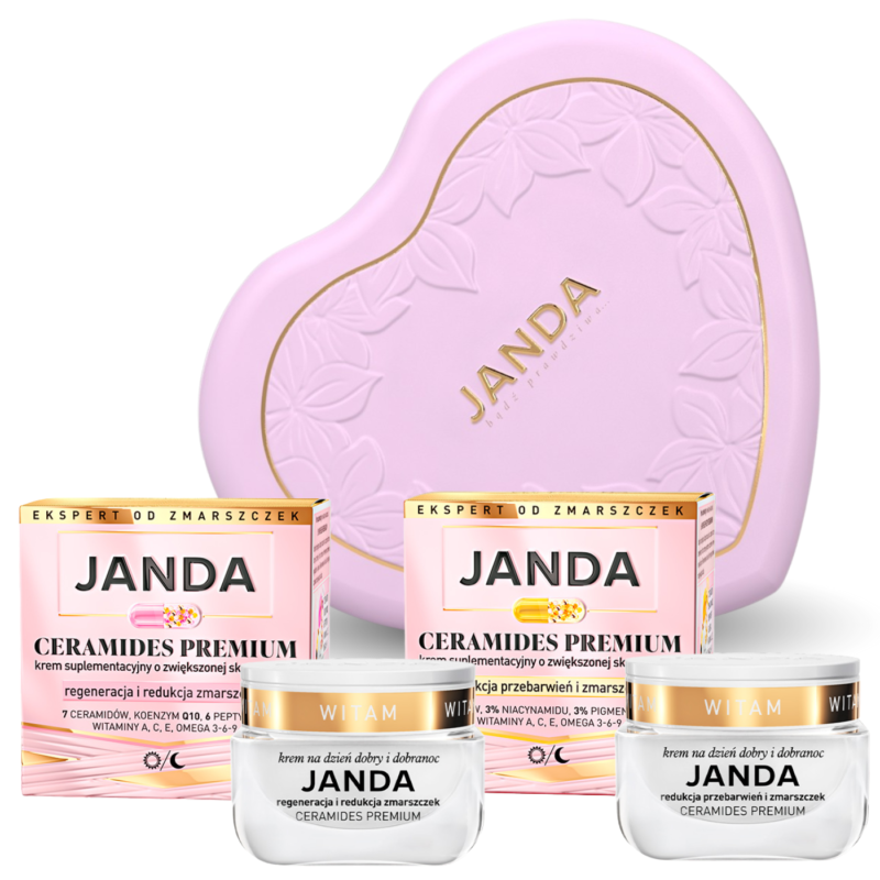Zestaw Janda Ceramides Premium – regeneracja i redukcja przebarwień w puszce serce